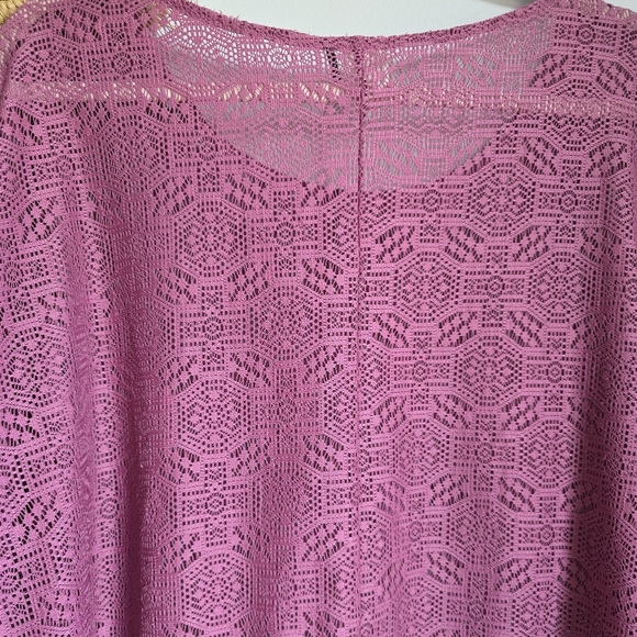 Anthropologie, Akemi + Kin Mauve Bratton Lace Oversized Boho Shirt, Size Small - Picture 5 of 8